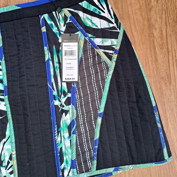 BCBGMAXAZRIA Andrick Black/Combo Waffle Fabric Unlined Skirt Size 6 NWT - Picture 5 of 8